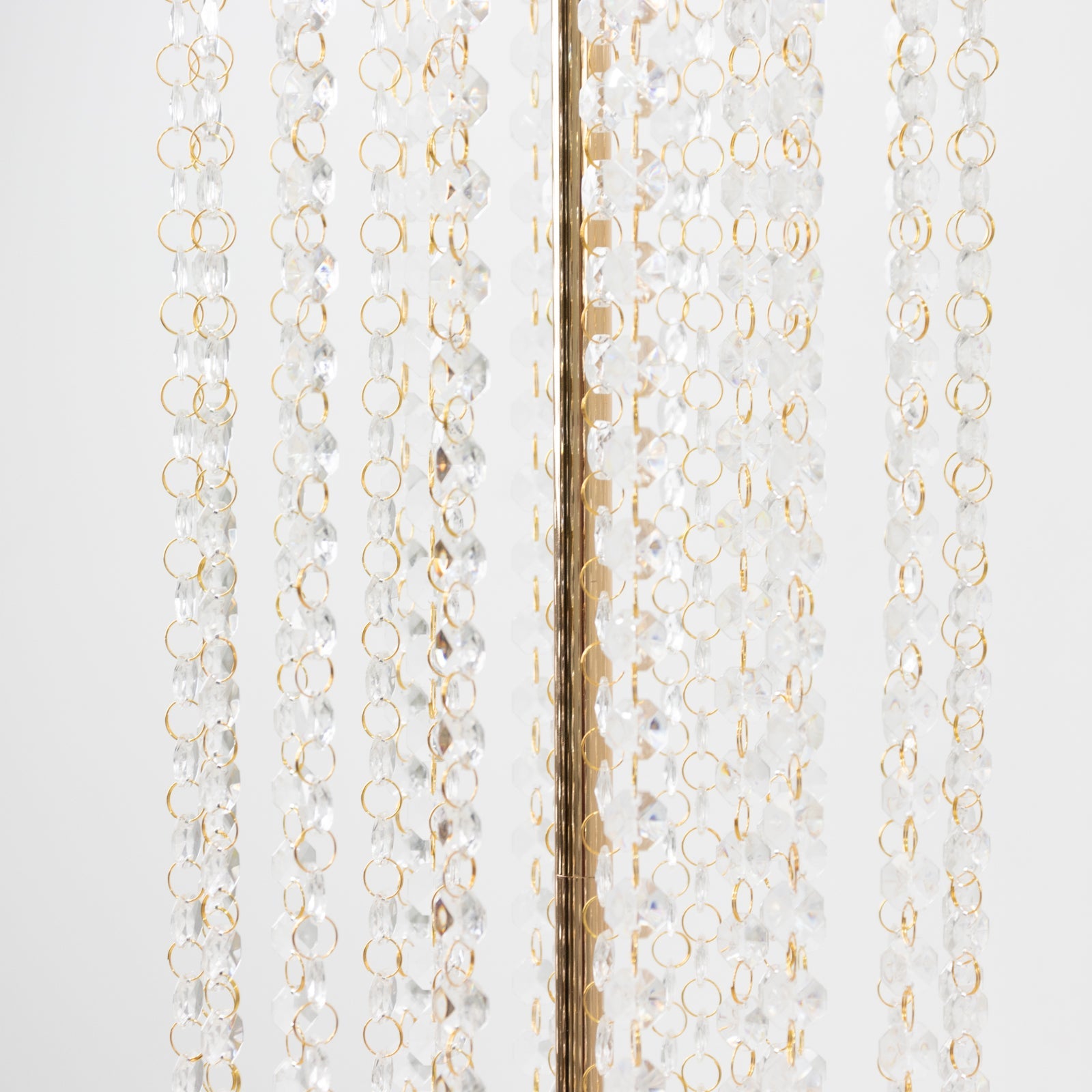 4-Pack Gold Metal Flower Stand Vases with Hanging Crystal Beads – 32" Tall Decorative Column Centerpieces for Events and Table Décor