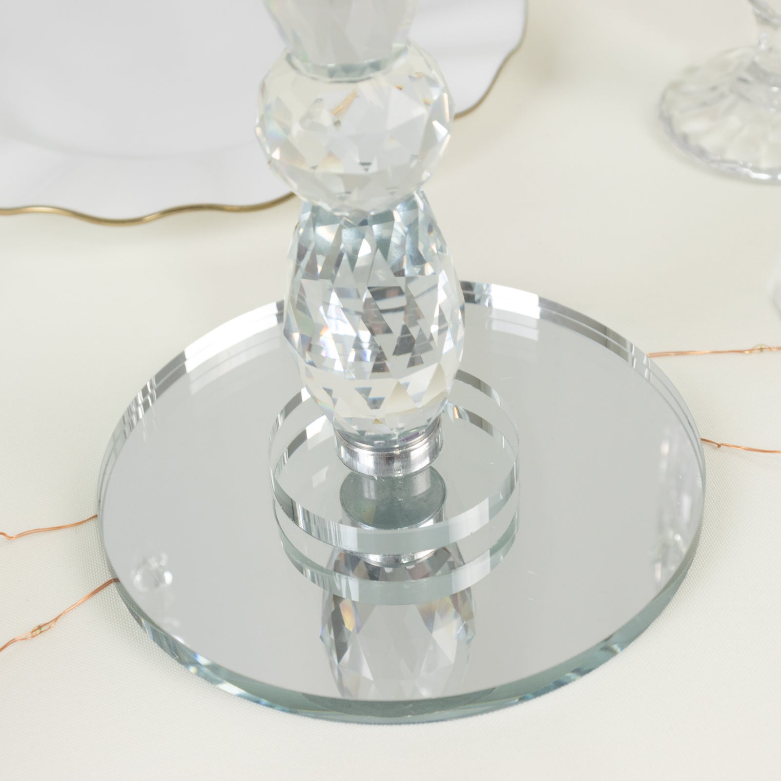 Crystal Taper Candle Holder with 5 Arms & Hanging Pendants – Elegant Table Centerpiece, 14"
