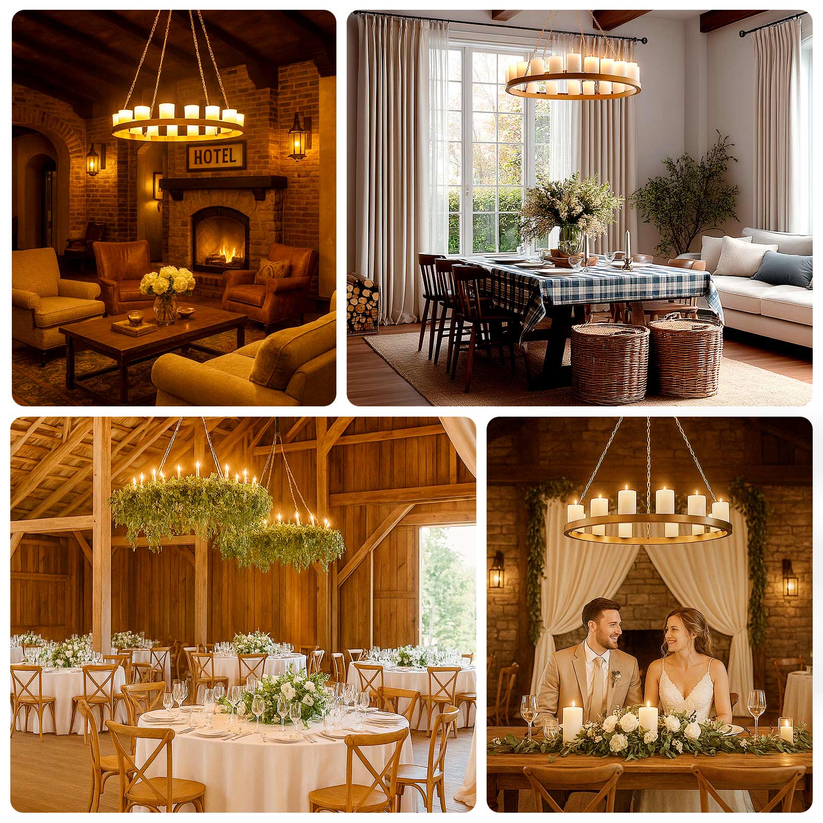 Gold Hanging Metal Floral Chandelier Frame - 32" Circular Lighting, Candle and Floral Display Base