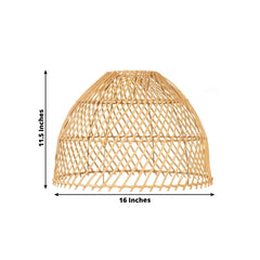Boho Rattan Dome Pendant Shades – 3 Pack Natural Woven Ceiling Lamp Covers – 16" Round – Shades Only