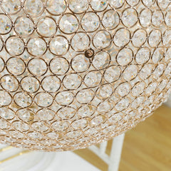 16" Crystal Globe Chandelier – Hanging Beaded Ball Pendant Light with Gold Metal Hook & Chain for Decorative Home Lighting