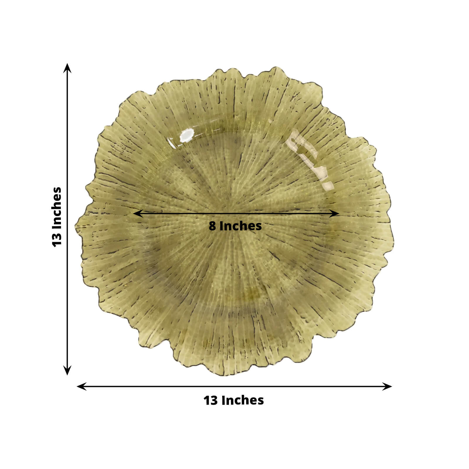 6-Pack Acrylic Plastic Round Charger Plates 13" in Transparent Dusty Sage Green with Reef Design, Dinner Charger Tableware