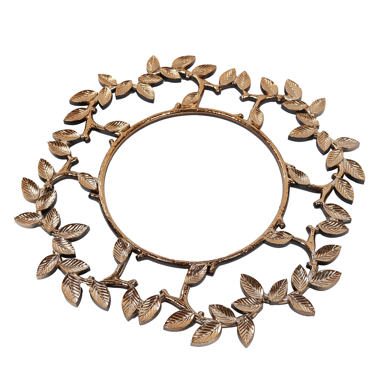 6 Pack Acrylic Plastic 13" Charger Plates in Gold Leaf Wreath Design – Round Decorative Dinner Table Plates