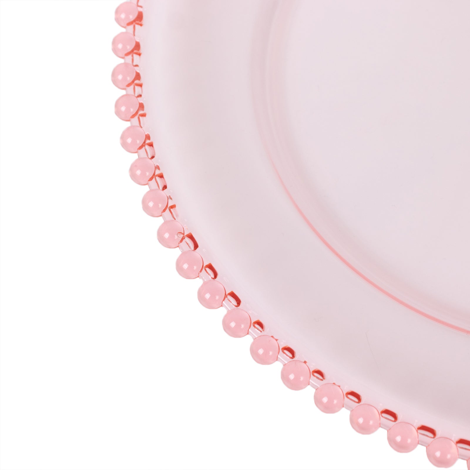 6-Pack Acrylic Round Charger Plates 13" in Transparent Blush with Beaded Rim, Decorative Dinner Party Serving Plates