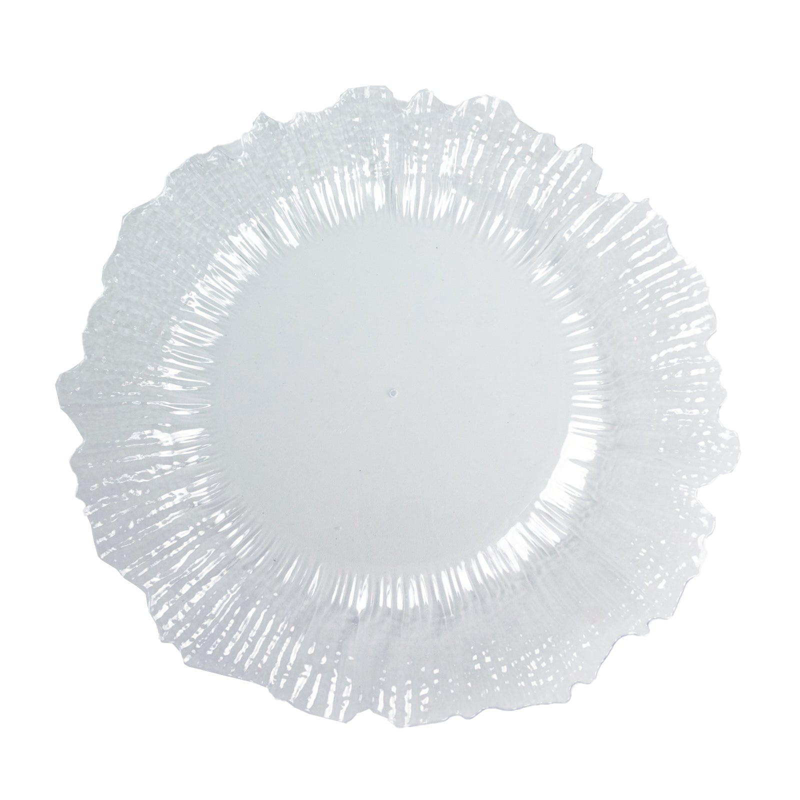 10 Pack Economy Reef Plastic Charger Plates – 13" Clear Dinner Plate Chargers for Weddings, Parties & Catering