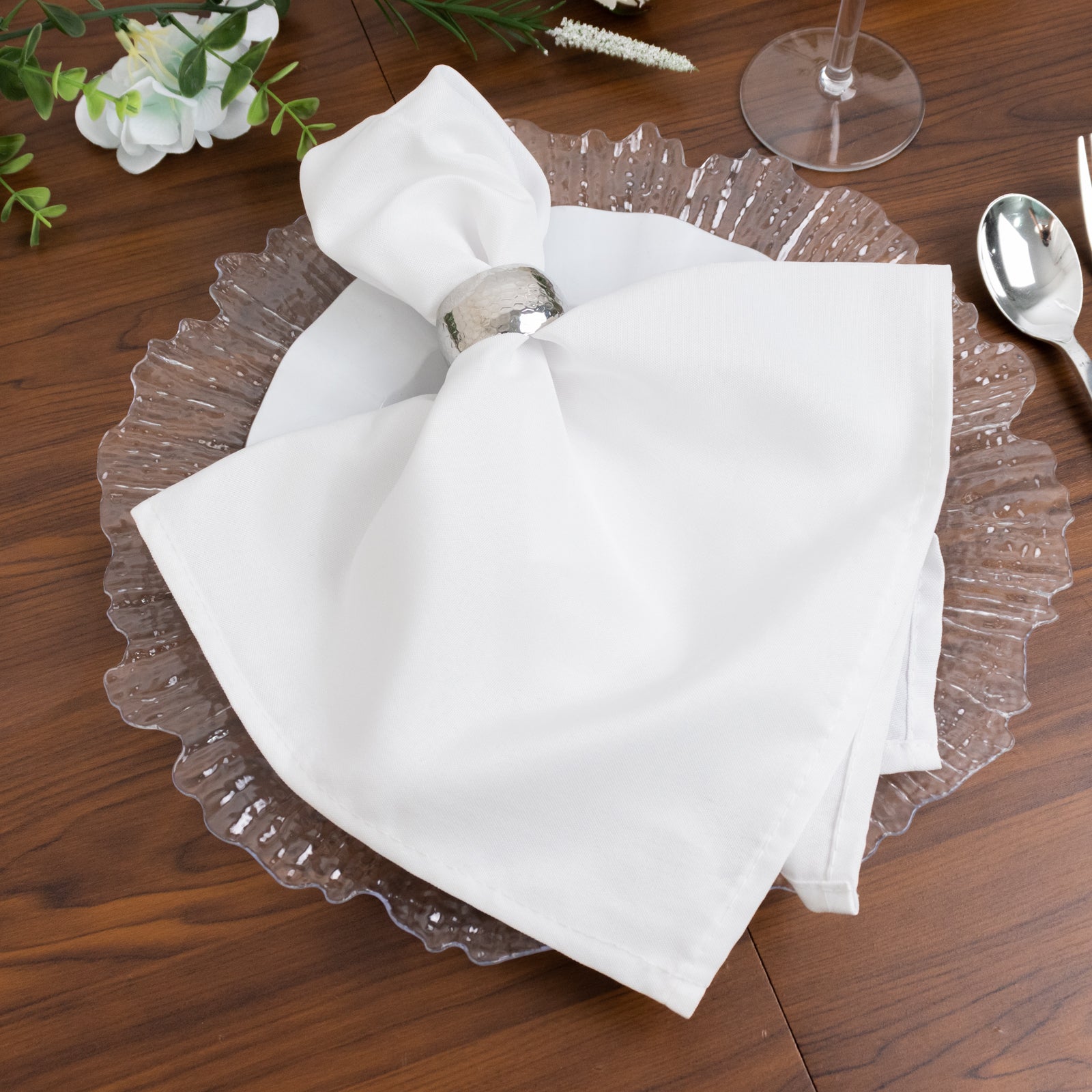 10 Pack Economy Reef Plastic Charger Plates – 13" Clear Dinner Plate Chargers for Weddings, Parties & Catering