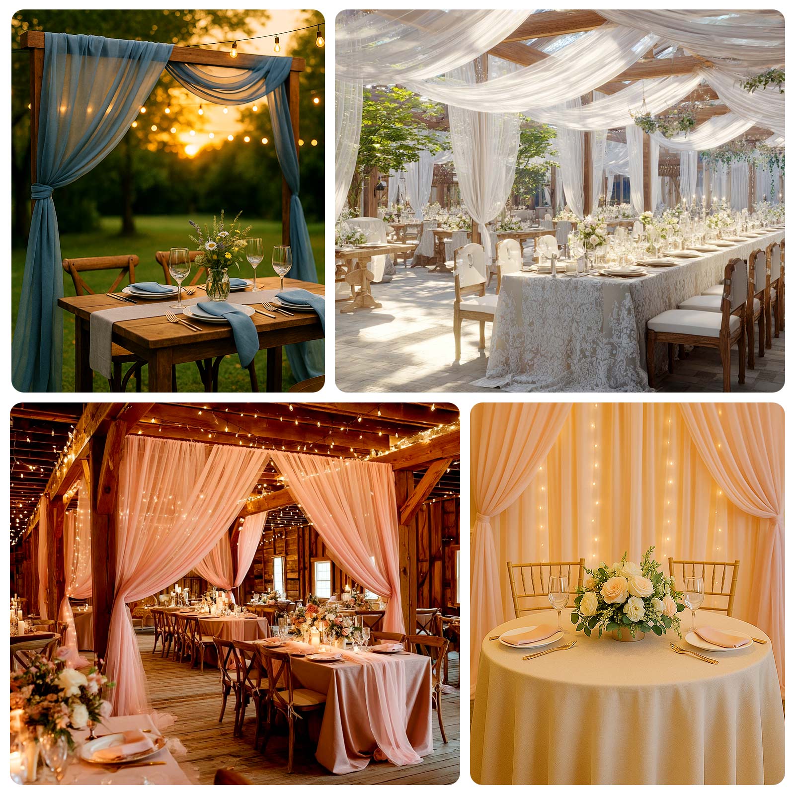 Beige Sheer Backdrop Drape – 5ft x 14ft Wedding Arch & Ceiling Decor Panel, Wrinkle Free with Soft Shimmer