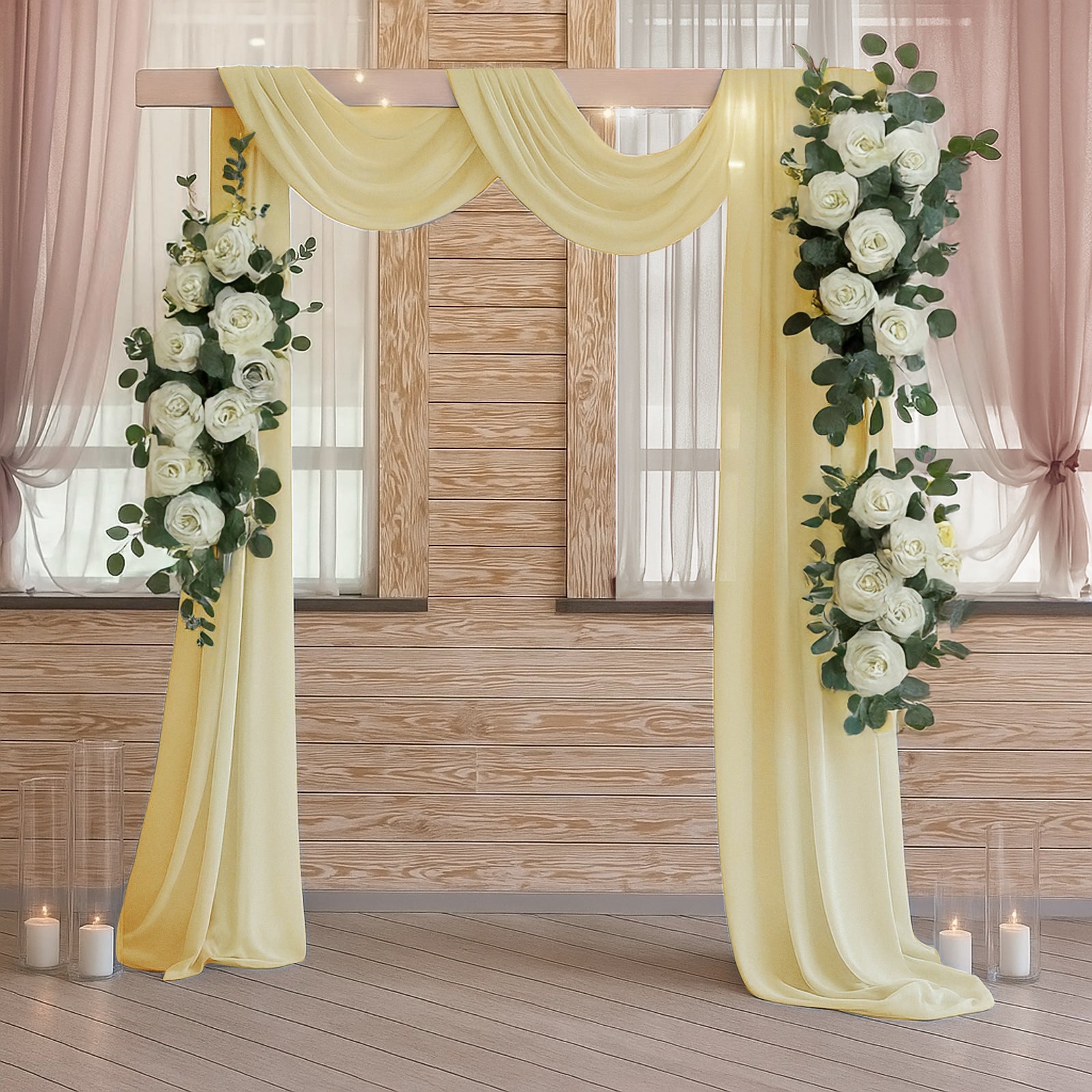 Champagne Sheer Backdrop Drape – 5ftx32ft Wedding Arch & Ceiling Decor Panel, Wrinkle Free with Soft Shimmer