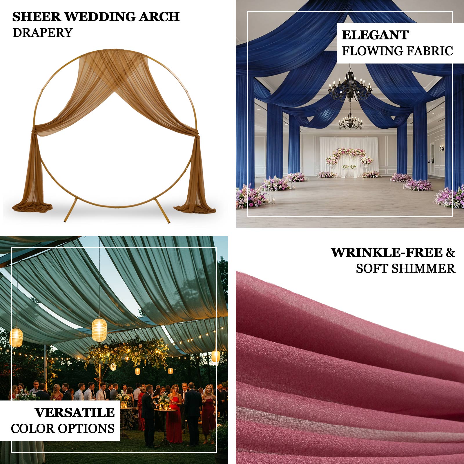 Dusty Blue Sheer Backdrop Drape – 5ft x 14ft Wedding Arch & Ceiling Decor Panel, Wrinkle Free with Soft Shimmer