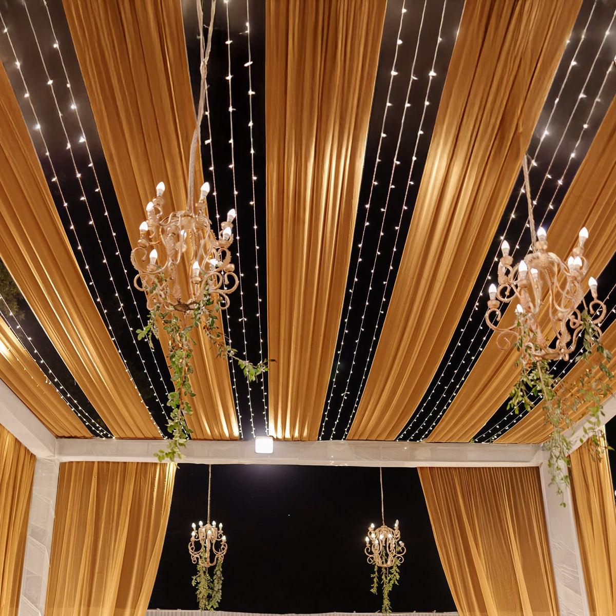 Gold Sheer Backdrop Drape – 5ftx32ft Wedding Arch & Ceiling Decor Panel, Wrinkle Free with Soft Shimmer