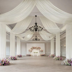 Ivory Sheer Backdrop Drape – 5ftx32ft Wedding Arch & Ceiling Decor Panel, Wrinkle Free with Soft Shimmer