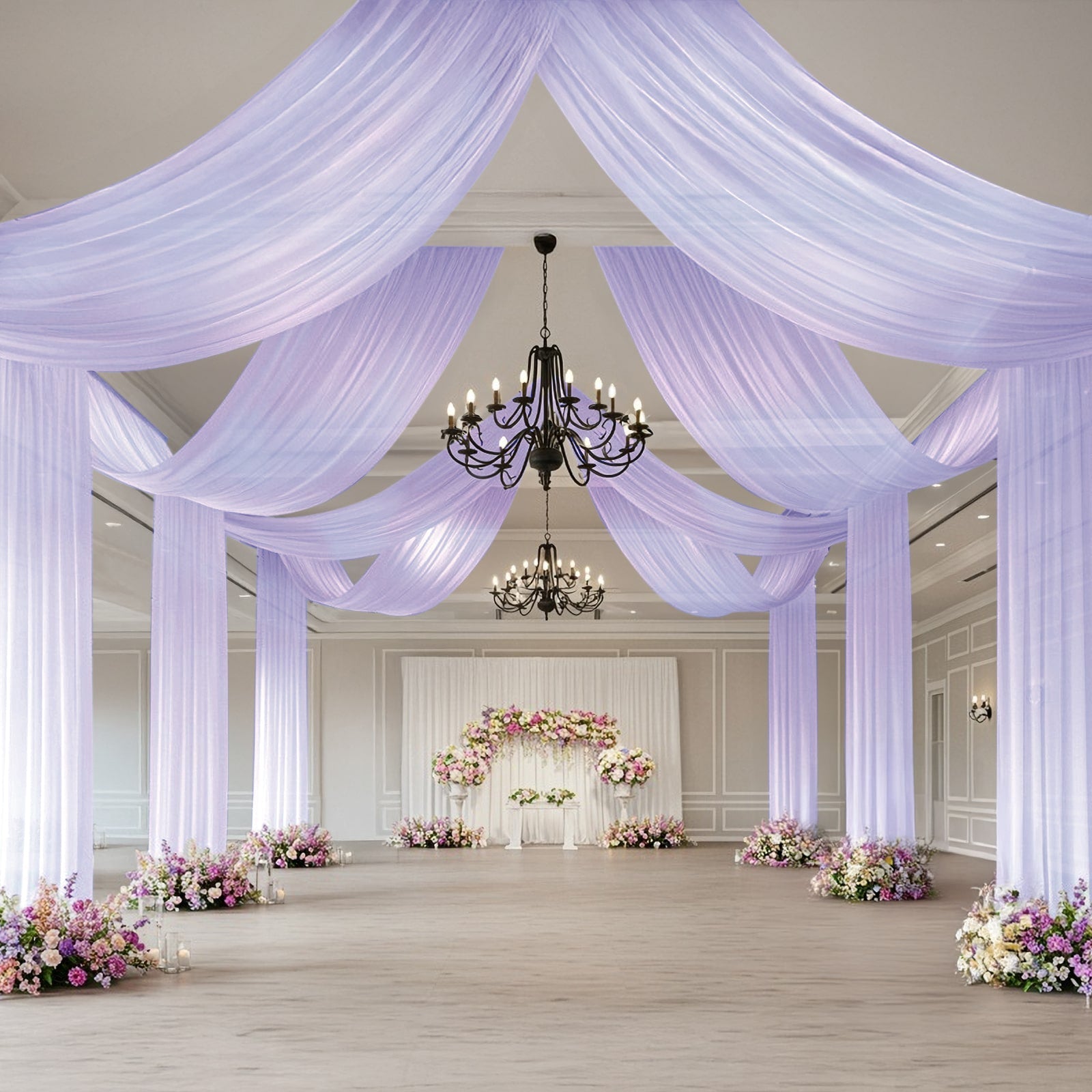Lavender Lilac Sheer Backdrop Drape – 5ftx32ft Wedding Arch & Ceiling Decor Panel, Wrinkle Free with Soft Shimmer