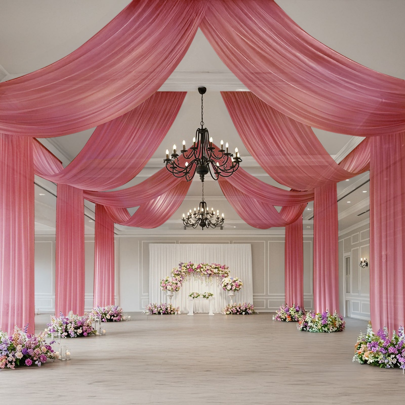 Mauve Cinnamon Rose Sheer Backdrop Drape – 5ftx32ft Wedding Arch & Ceiling Decor Panel, Wrinkle Free with Soft Shimmer