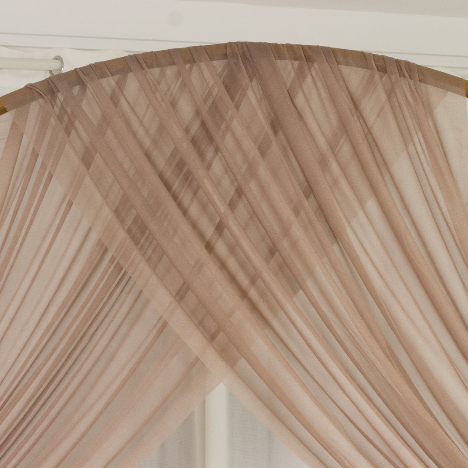 Taupe Sheer Backdrop Drape – 5ftx32ft Wedding Arch & Ceiling Decor Panel, Wrinkle Free with Soft Shimmer