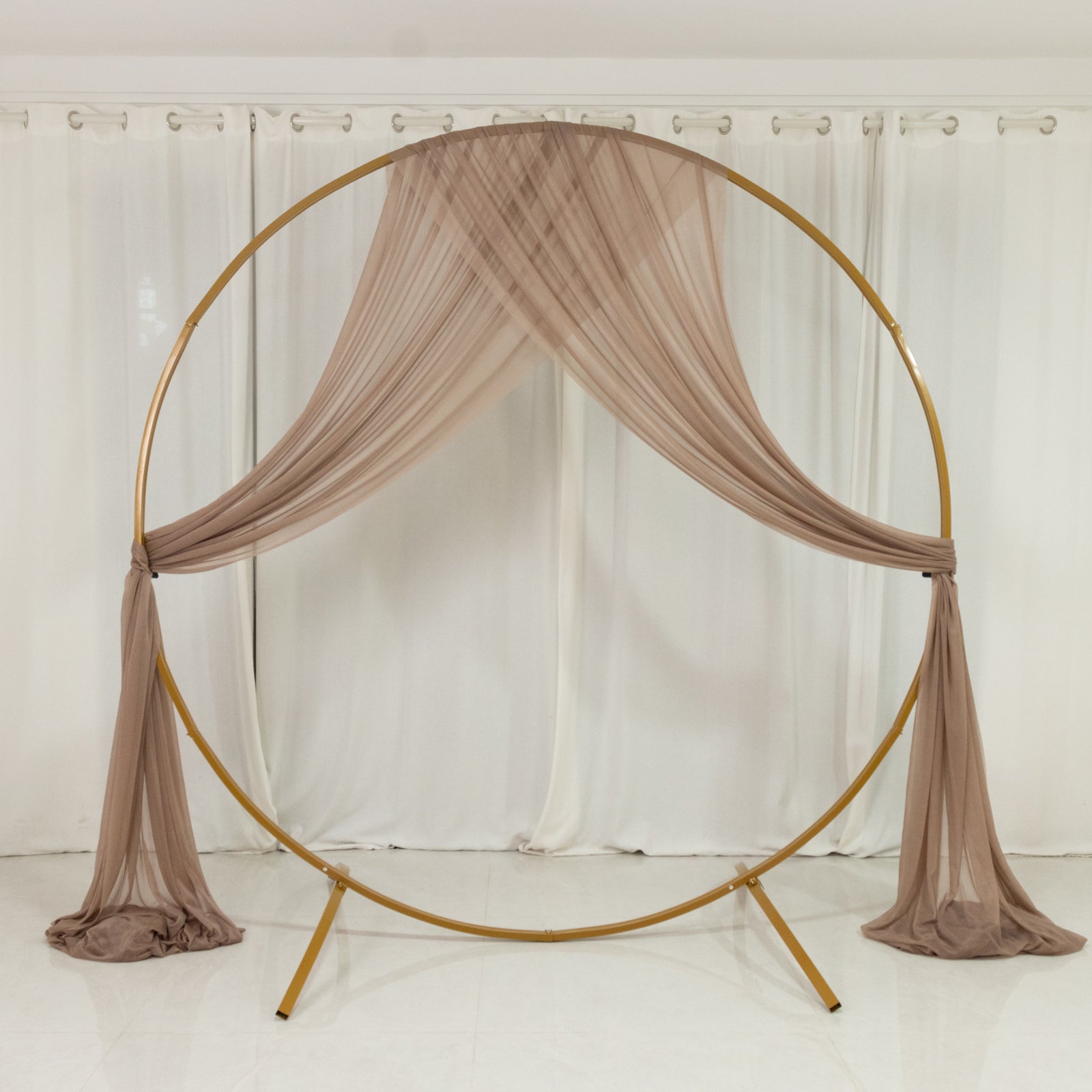 Taupe Sheer Backdrop Drape – 5ftx32ft Wedding Arch & Ceiling Decor Panel, Wrinkle Free with Soft Shimmer