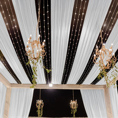 White Sheer Backdrop Drape – 5ftx32ft Wedding Arch & Ceiling Decor Panel, Wrinkle Free with Soft Shimmer