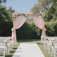 Sheer Backdrop Curtain Panel 5ft × 10ft Blush – Wedding Arch Drape with Rod Pocket