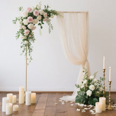 Sheer Backdrop Curtain Panel 5ft × 10ft Beige – Wedding Arch Drape with Rod Pocket