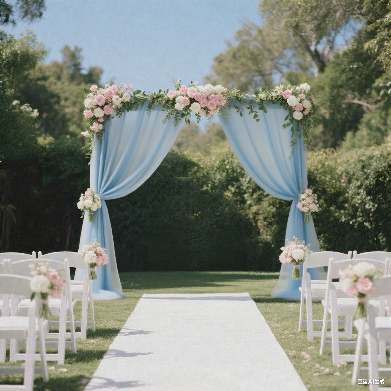 Sheer Backdrop Curtain Panel 5ft × 10ft Dusty Blue – Wedding Arch Drape with Rod Pocket