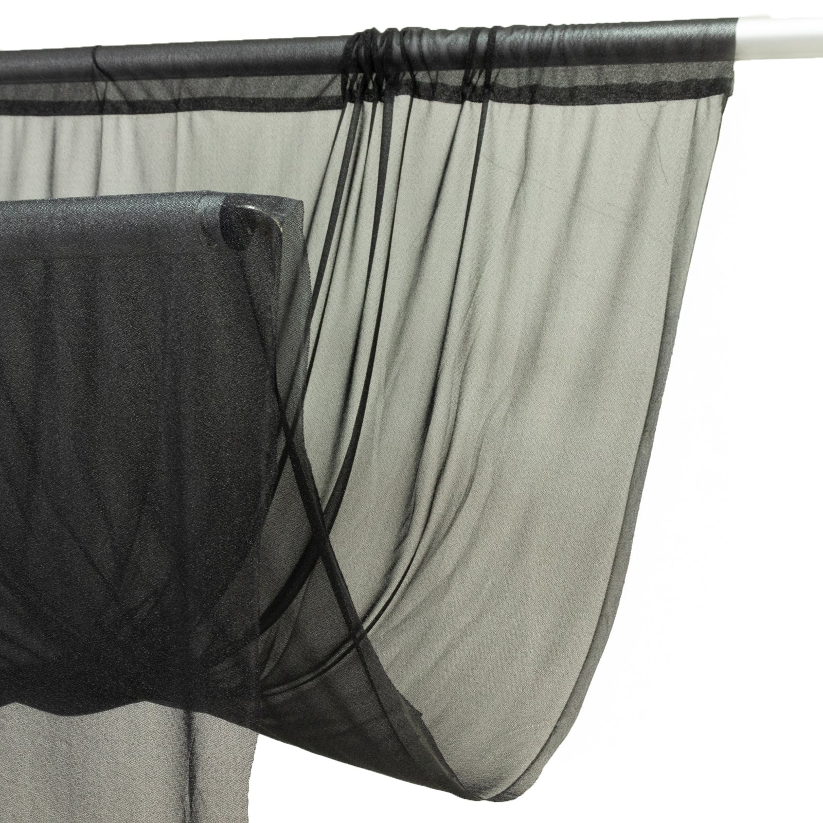Sheer Backdrop Curtain Panel 5ft × 10ft Black – Wedding Arch Drape with Rod Pocket
