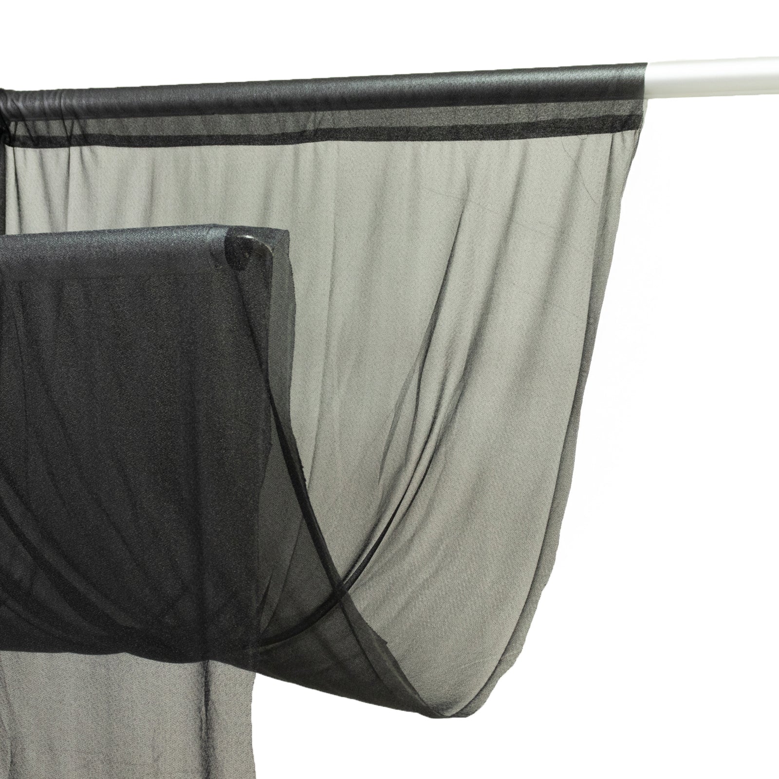 Sheer Backdrop Curtain Panel 5ft × 10ft Black – Wedding Arch Drape with Rod Pocket