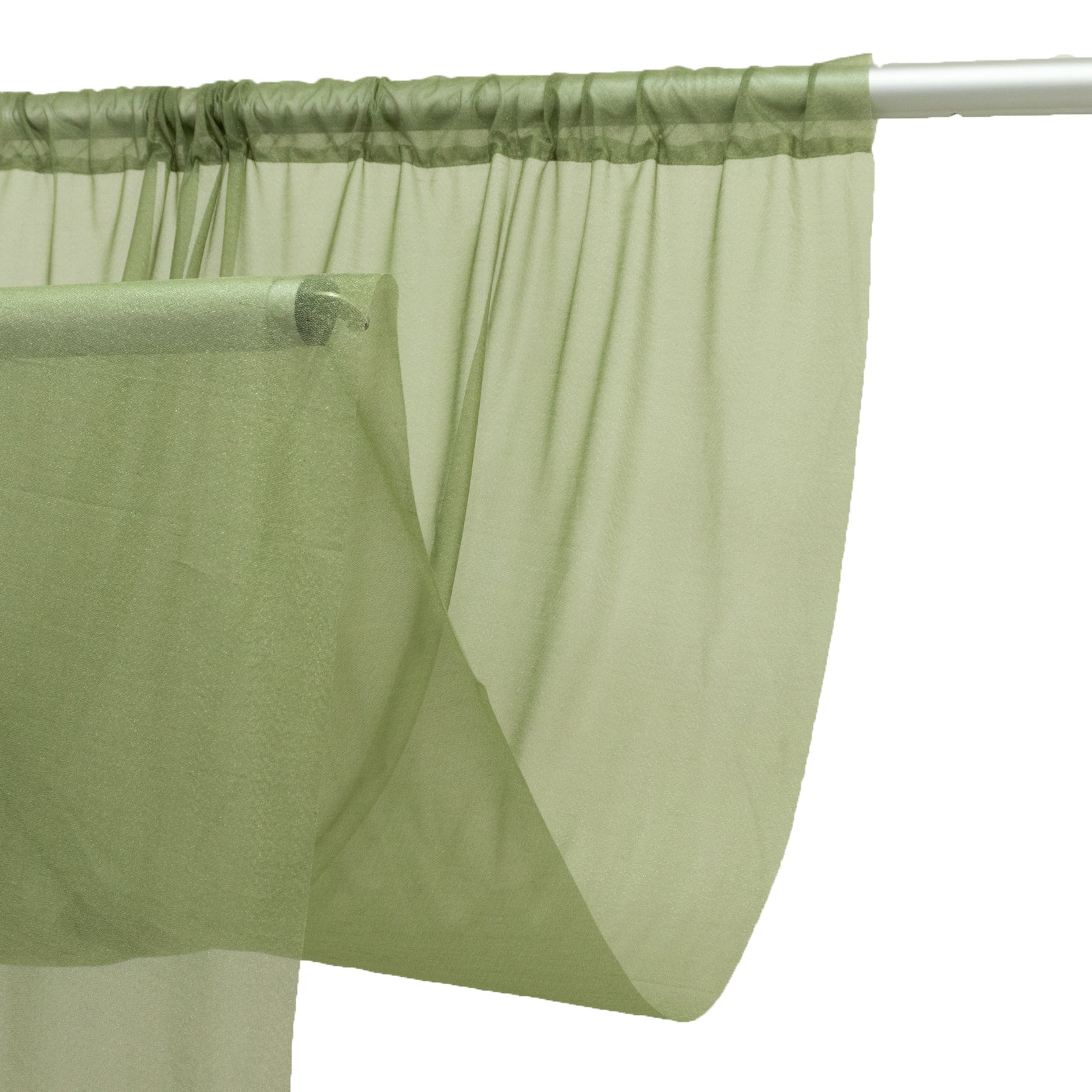 Sheer Backdrop Curtain Panel 5ft × 10ft Dusty Sage Green – Wedding Arch Drape with Rod Pocket