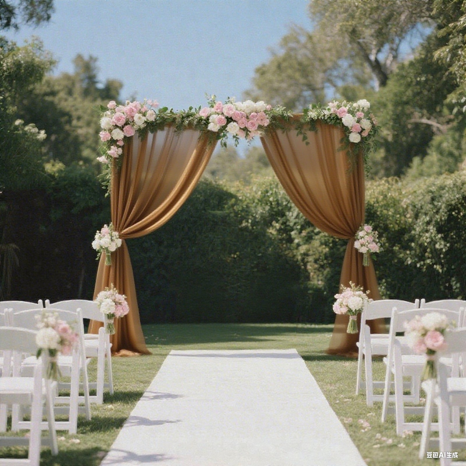 Sheer Backdrop Curtain Panel 5ft × 10ft Gold – Wedding Arch Drape with Rod Pocket