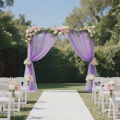 Sheer Backdrop Curtain Panel 5ft × 10ft Lavender Lilac – Wedding Arch Drape with Rod Pocket