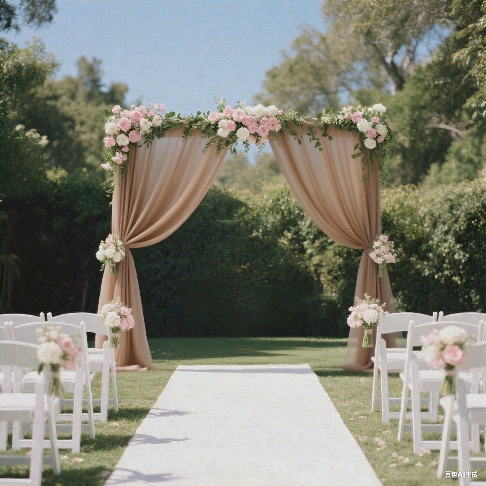 Sheer Backdrop Curtain Panel 5ft × 10ft Taupe  – Wedding Arch Drape with Rod Pocket