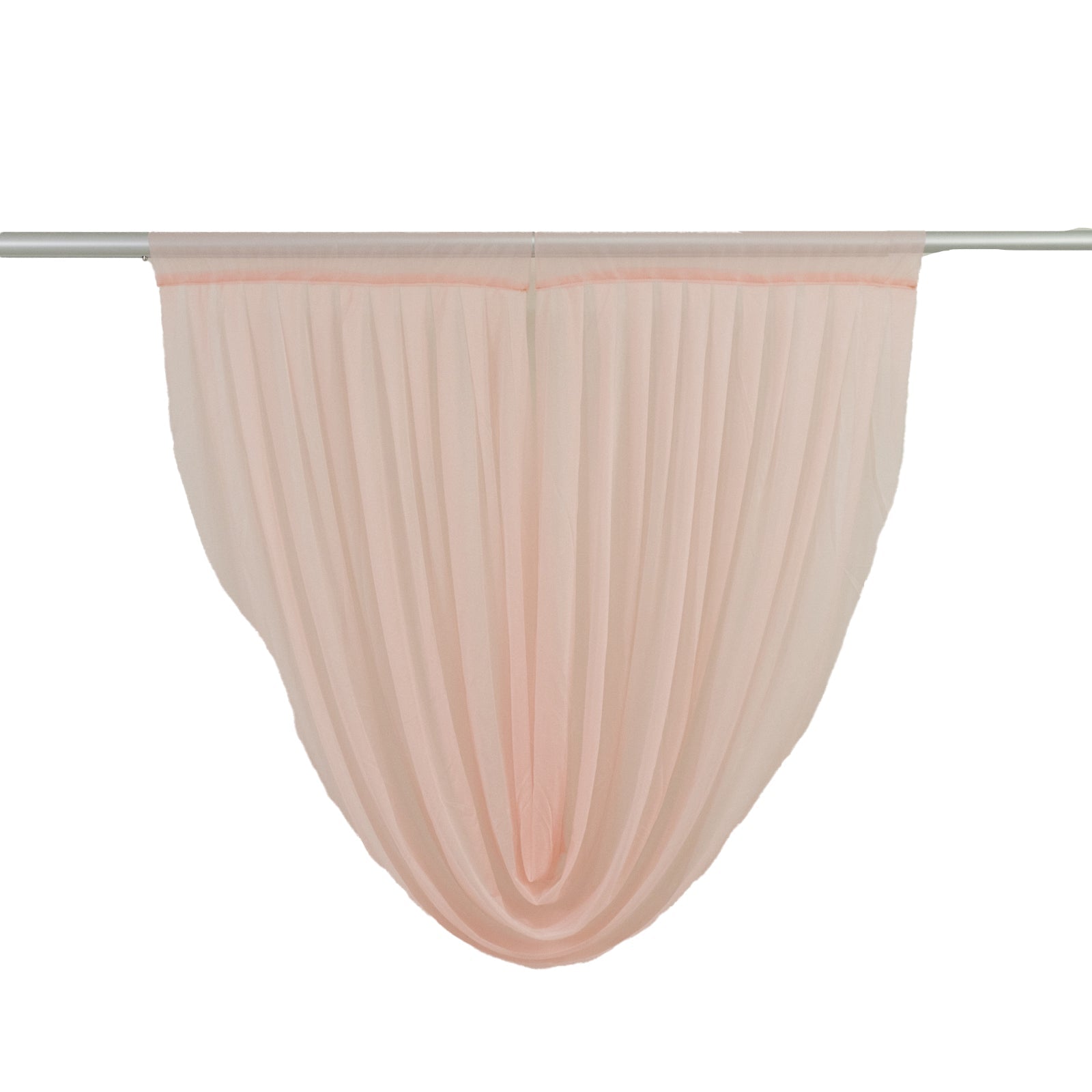 4ft x 4ft Sheer Chiffon Backdrop Valance Drapes – Blush Curved Swag Topper Panel
