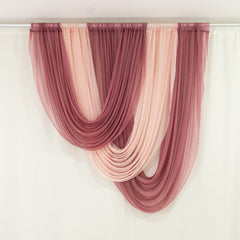 4ft x 4ft Sheer Chiffon Backdrop Valance Drapes – Blush Curved Swag Topper Panel