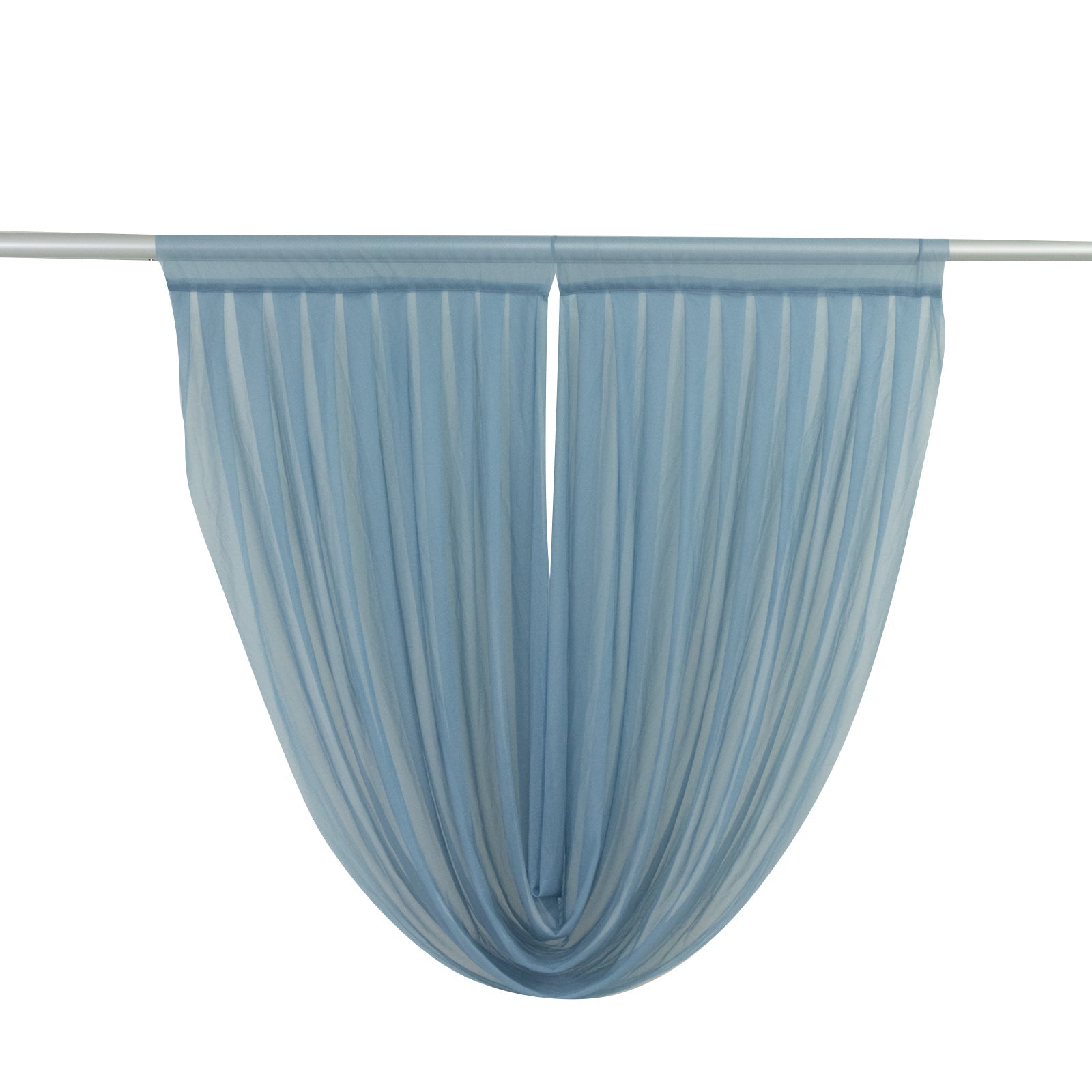 4ft x 4ft Sheer Chiffon Backdrop Valance Drapes – Dusty Blue Curved Swag Topper Panel