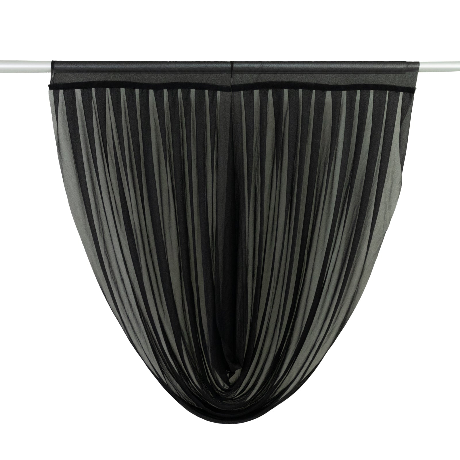 4ft x 4ft Sheer Chiffon Backdrop Valance Drapes – Black Curved Swag Topper Panel