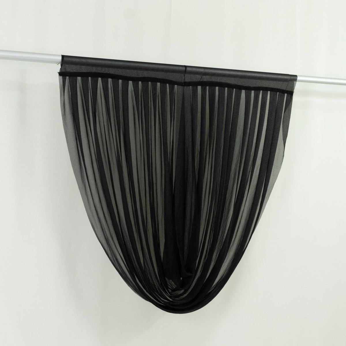 4ft x 4ft Sheer Chiffon Backdrop Valance Drapes – Black Curved Swag Topper Panel