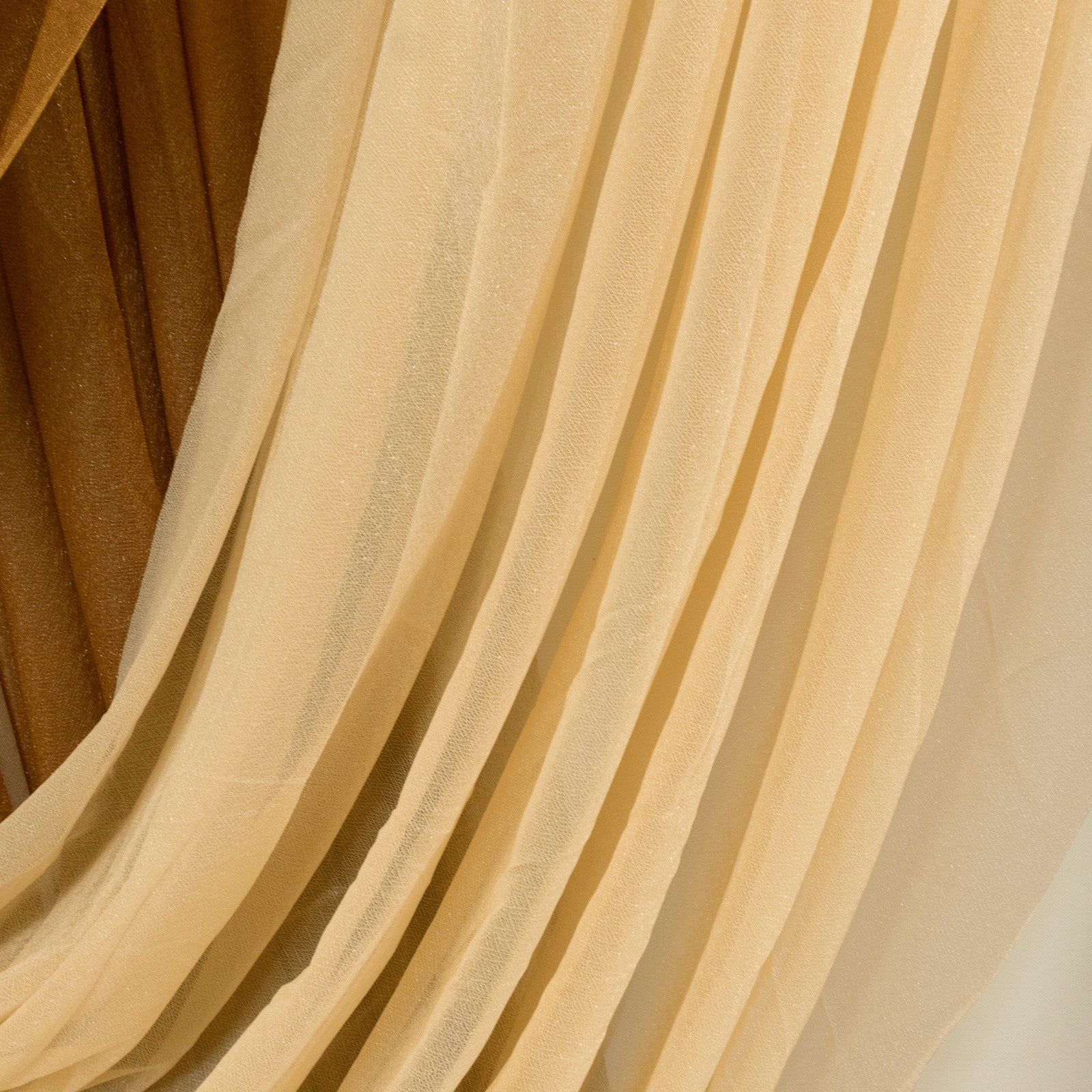 4ft x 4ft Sheer Chiffon Backdrop Valance Drapes – Champagne Curved Swag Topper Panel