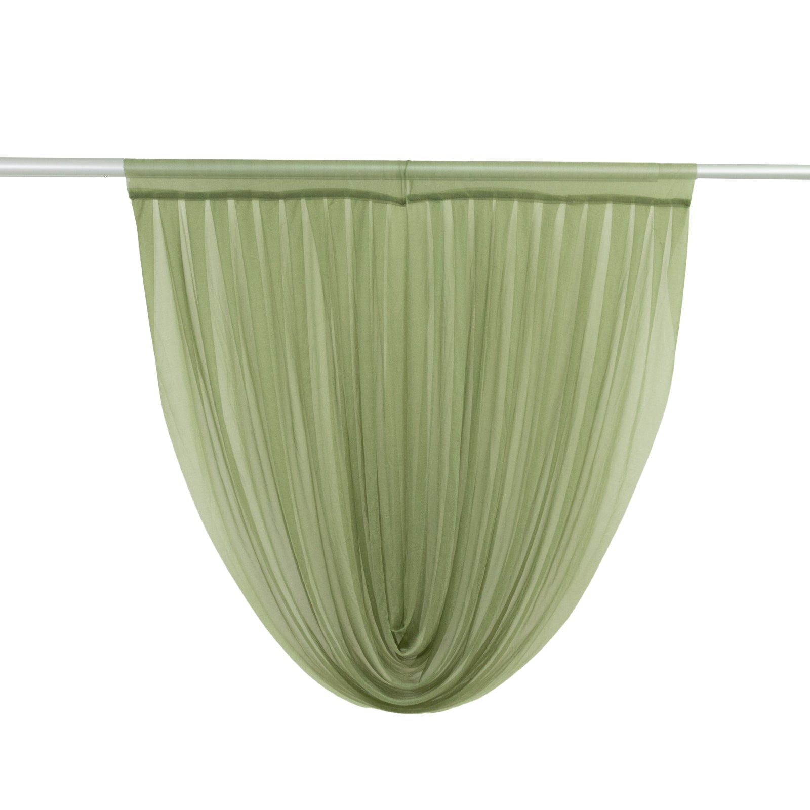 4ft x 4ft Sheer Chiffon Backdrop Valance Drapes – Dusty Sage Green Curved Swag Topper Panel