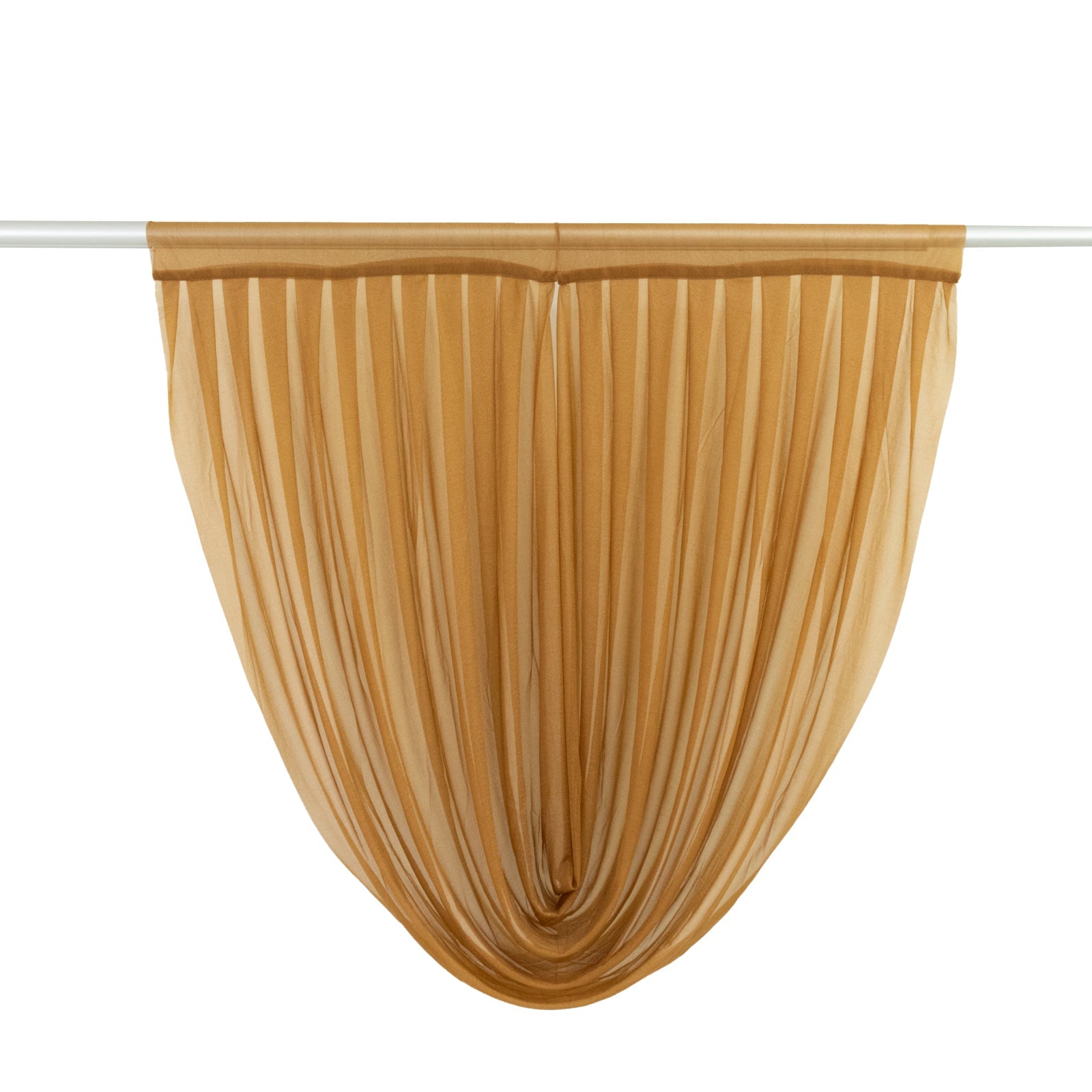4ft x 4ft Sheer Chiffon Backdrop Valance Drapes – Gold Curved Swag Topper Panel