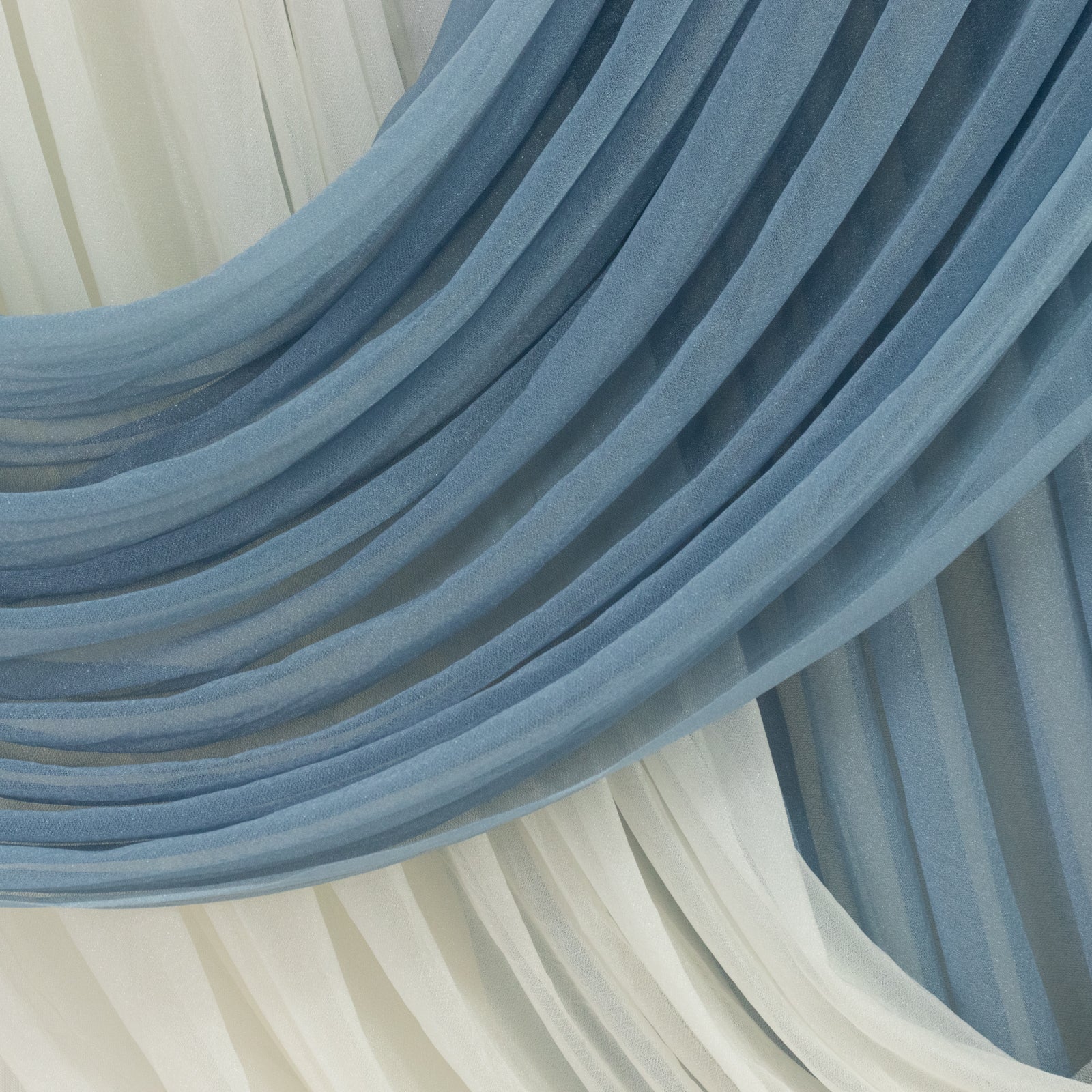 4ft x 4ft Sheer Chiffon Backdrop Valance Drapes – Ivory Curved Swag Topper Panel