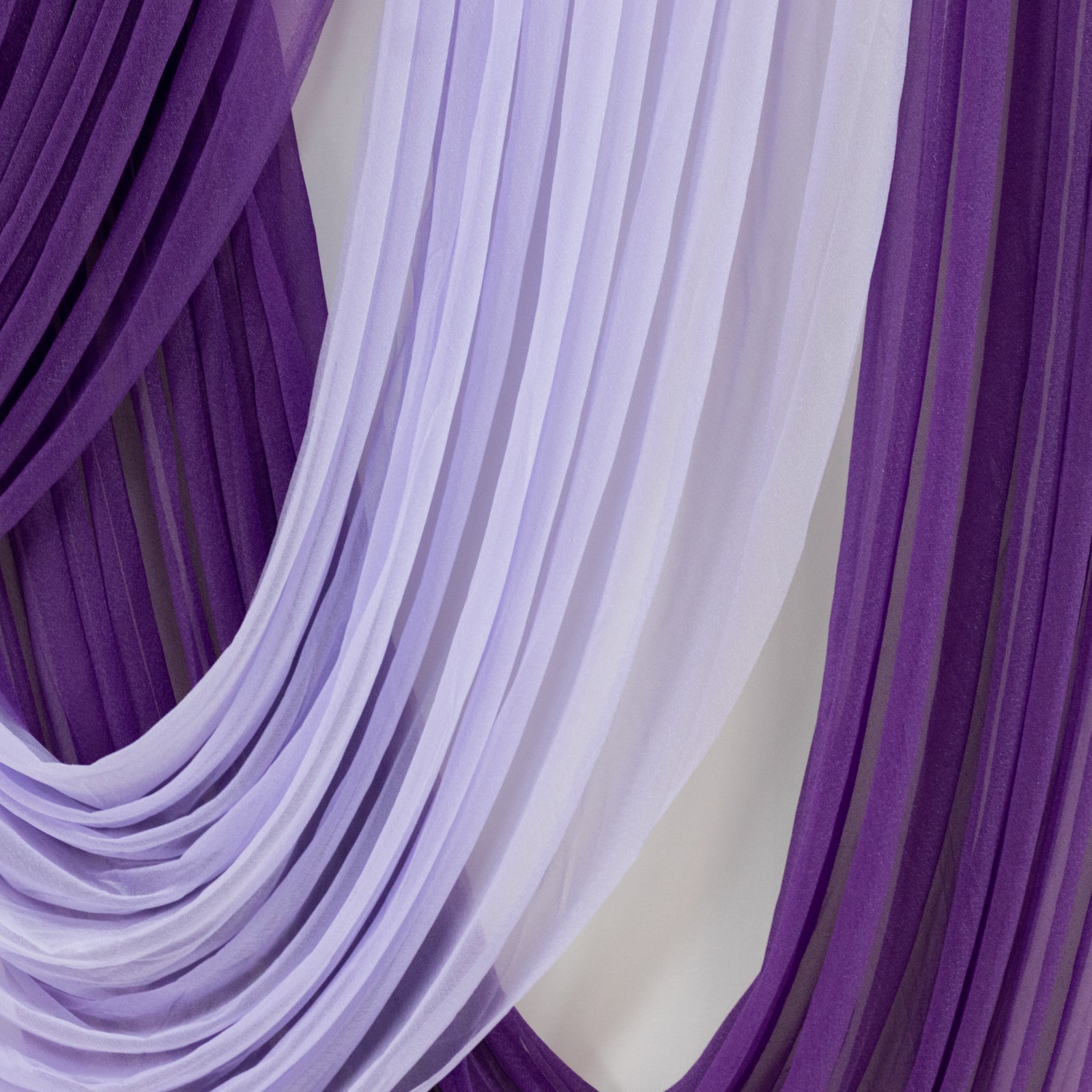 4ft x 4ft Sheer Chiffon Backdrop Valance Drapes – Lavender Lilac Curved Swag Topper Panel