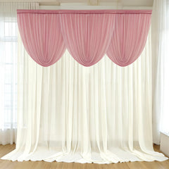 4ft x 4ft Sheer Chiffon Backdrop Valance Drapes – Mauve Cinnamon Rose Curved Swag Topper Panel