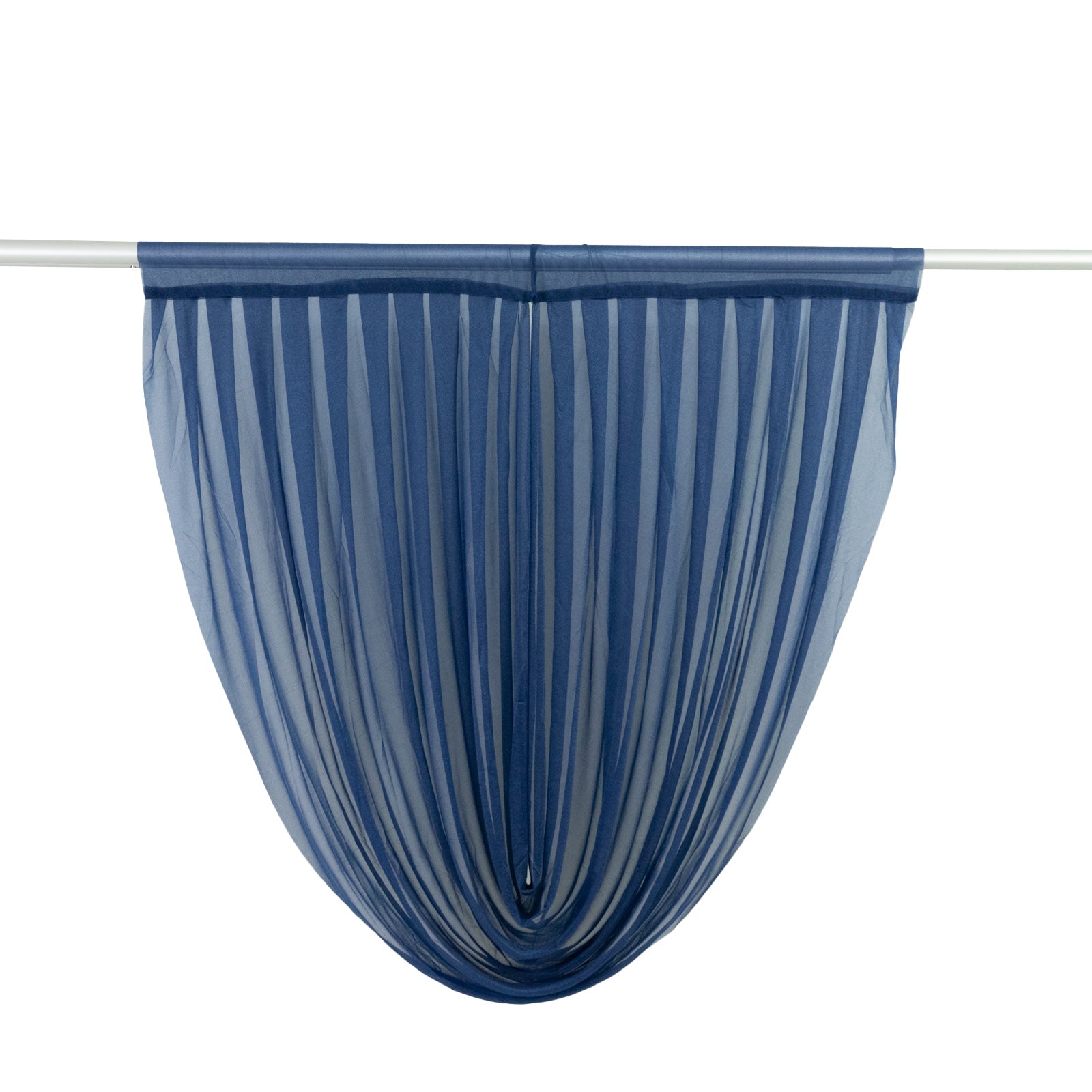 4ft x 4ft Sheer Chiffon Backdrop Valance Drapes – Navy Blue Curved Swag Topper Panel