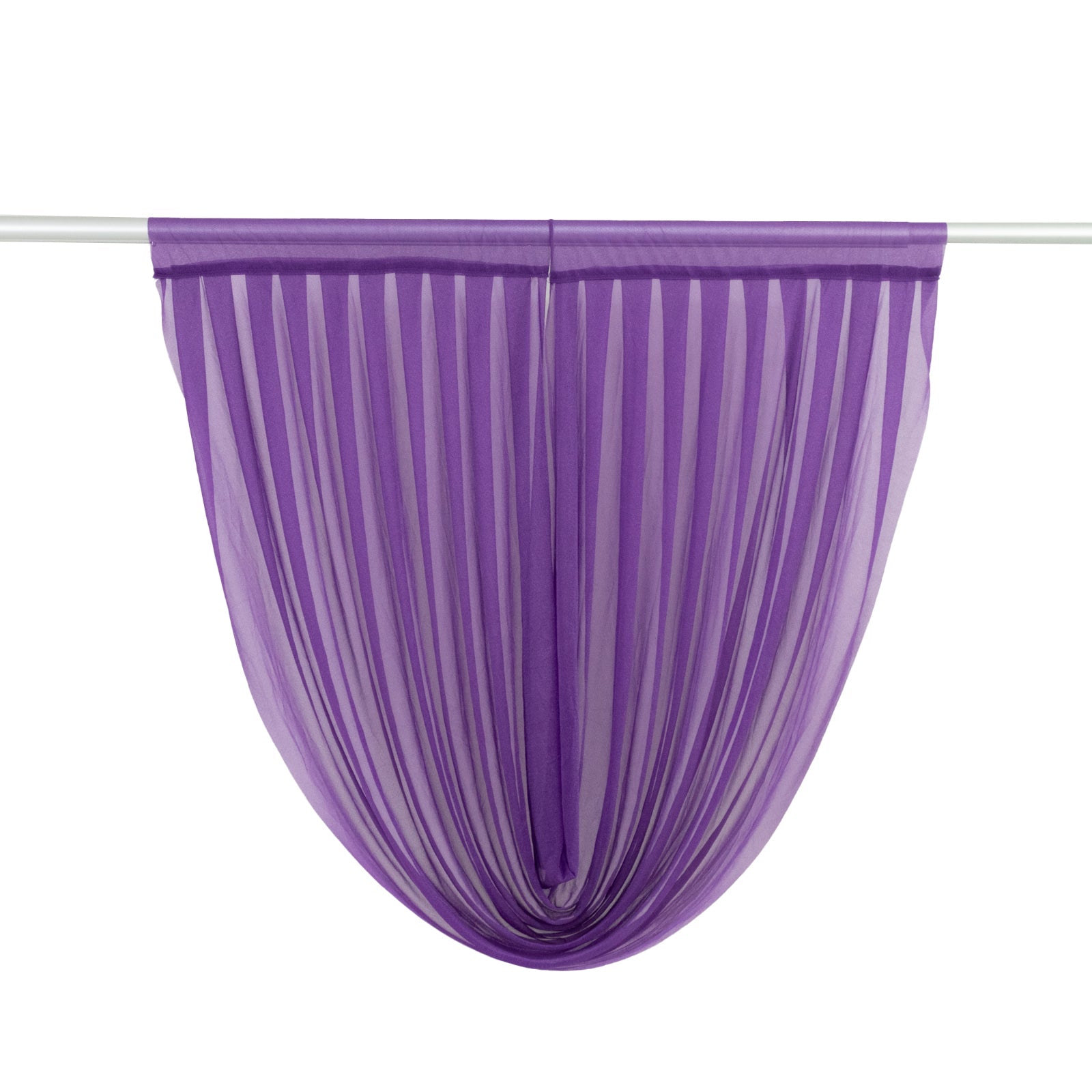 4ft x 4ft Sheer Chiffon Backdrop Valance Drapes – Purple Curved Swag Topper Panel