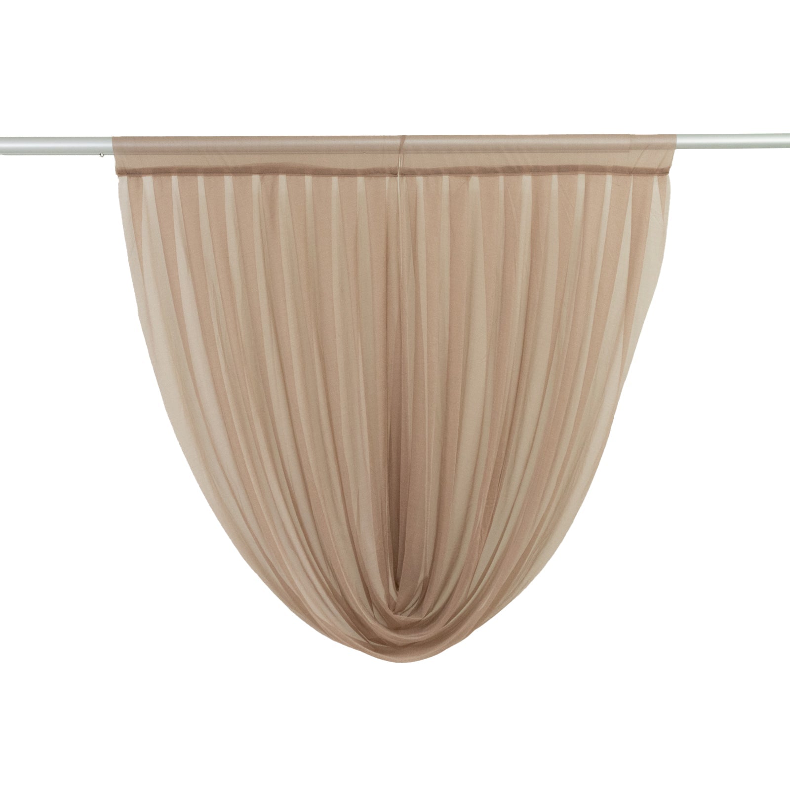 4ft x 4ft Sheer Chiffon Backdrop Valance Drapes – Taupe Curved Swag Topper Panel