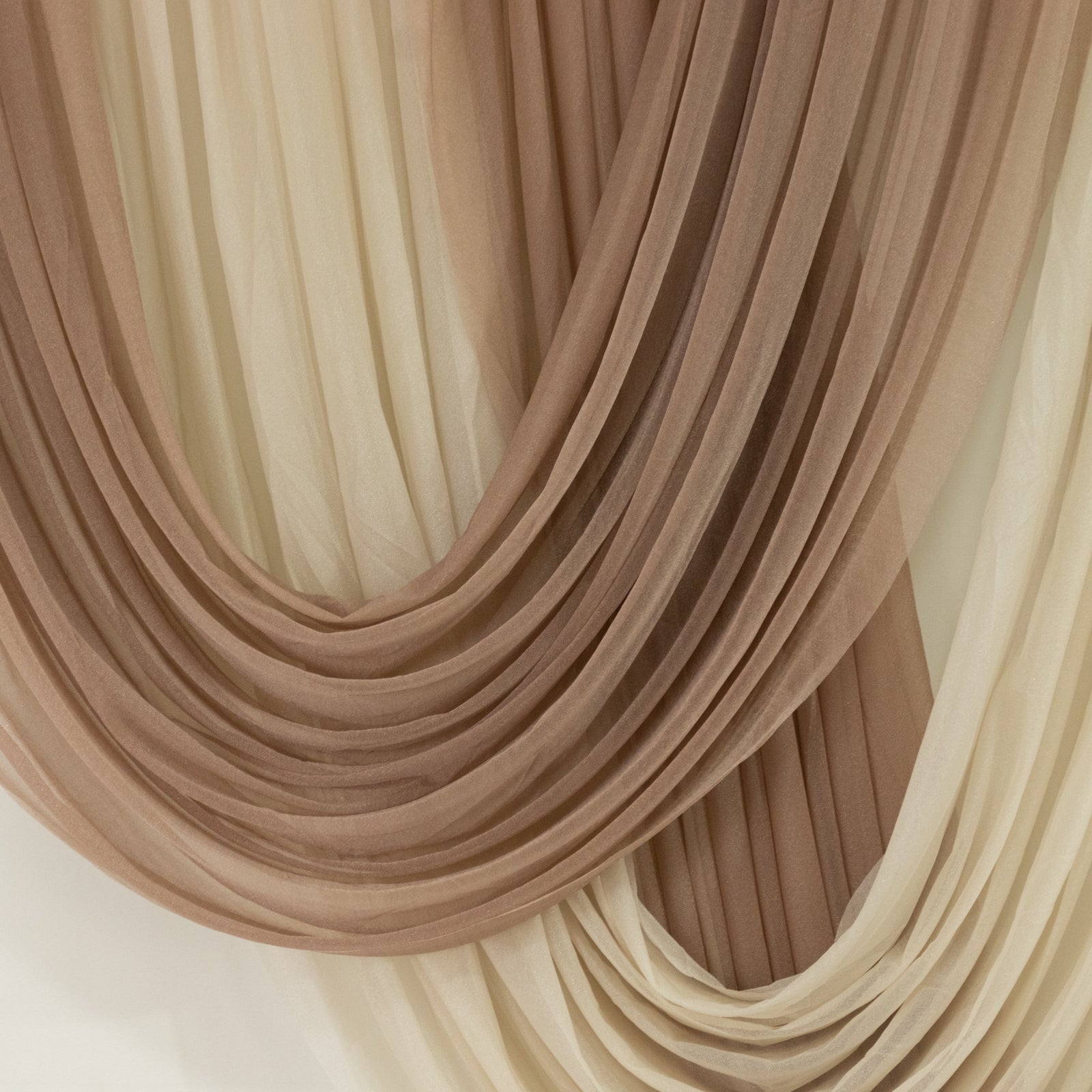 4ft x 4ft Sheer Chiffon Backdrop Valance Drapes – Taupe Curved Swag Topper Panel