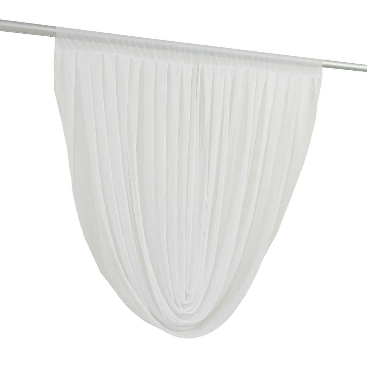 4ft x 4ft Sheer Chiffon Backdrop Valance Drapes – White Curved Swag Topper Panel