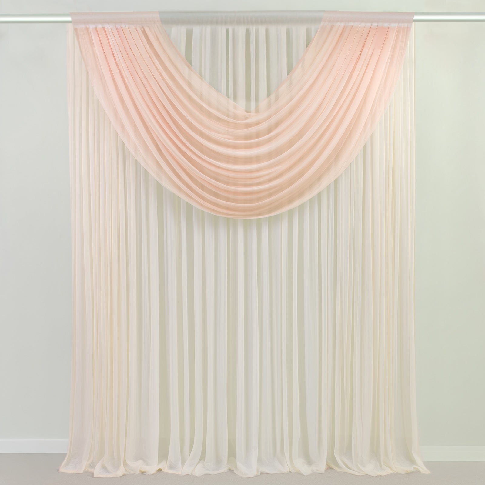 Blush Sheer Chiffon Valance Curtain 4ft x 5ft –  Wedding Arch Drape with Rod Pocket, Voile Backdrop Panel