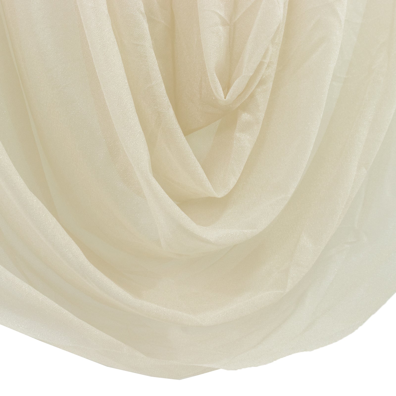 Beige Sheer Chiffon Valance Curtain 4ft x 5ft –  Wedding Arch Drape with Rod Pocket, Voile Backdrop Panel