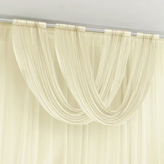 Beige Sheer Chiffon Valance Curtain 4ft x 5ft –  Wedding Arch Drape with Rod Pocket, Voile Backdrop Panel