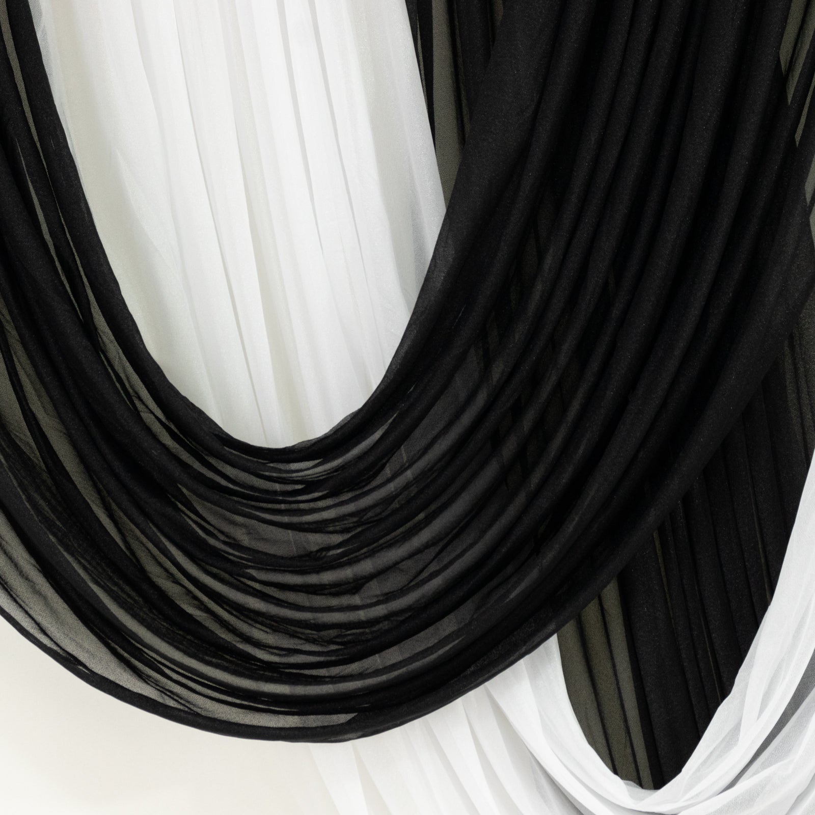 Black Sheer Chiffon Valance Curtain 4ft x 5ft –  Wedding Arch Drape with Rod Pocket, Voile Backdrop Panel