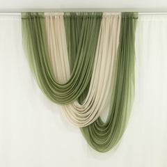 Dusty Sage Green Sheer Chiffon Valance Curtain 4ft x 5ft –  Wedding Arch Drape with Rod Pocket, Voile Backdrop Panel